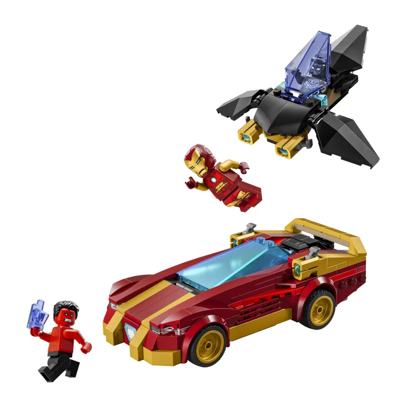 LEGO Iron Mans auto en Black Panther vs. Rode Hulk