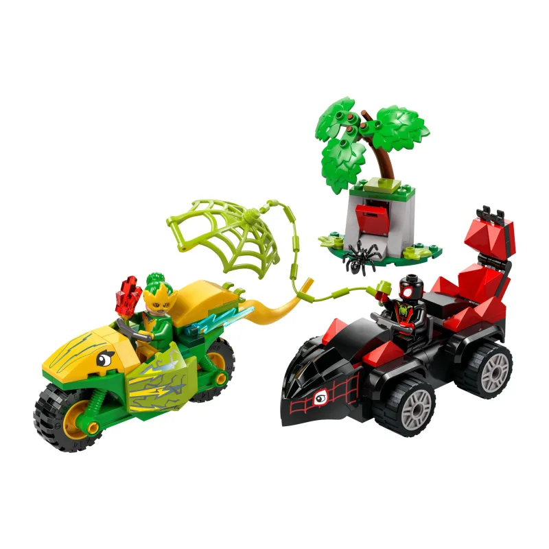 LEGO Spin en Electro achtervolging met dinosaurusvoertuigen