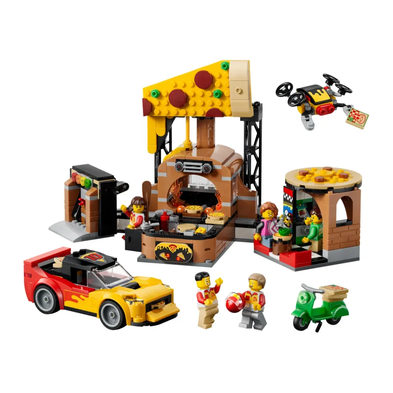 LEGO Pizzacentrale met voertuigen