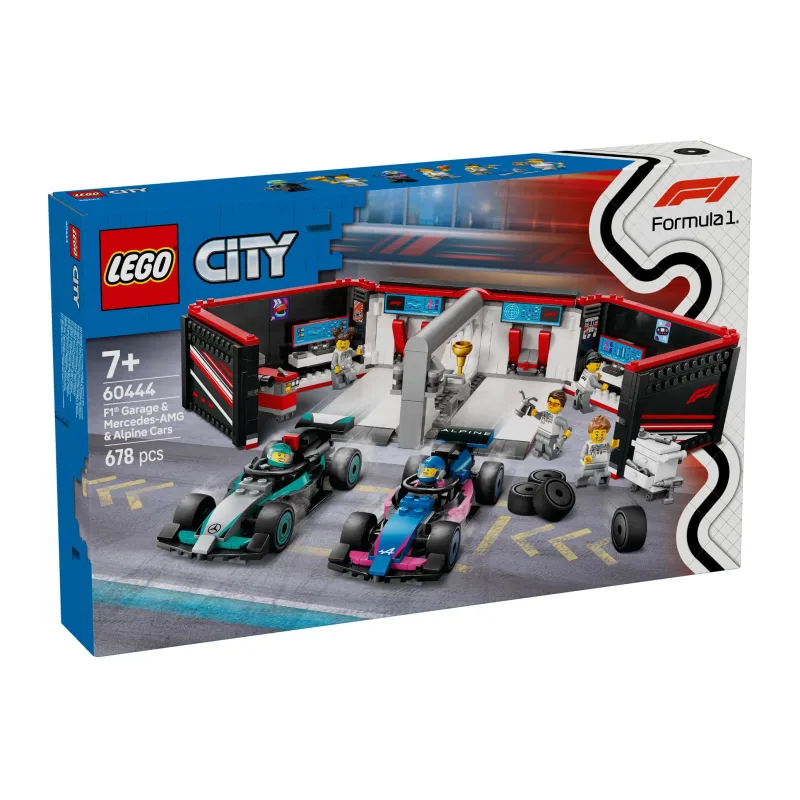 LEGO 60444 City F1 garage met Mercedes-AMG en Alpine auto's