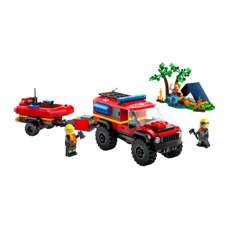 LEGO 4x4 brandweerauto met reddingsboot