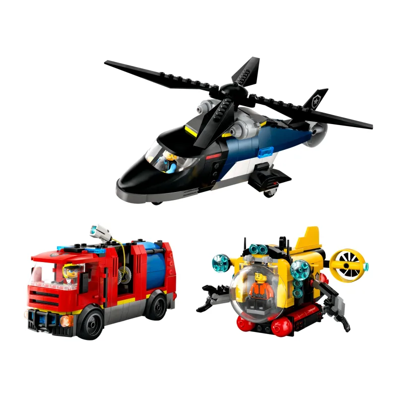 LEGO Helikopter, brandweerauto en onderzeeër remix