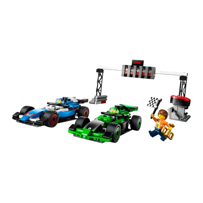 LEGO F1 grid met VCARB en Sauber racewagens