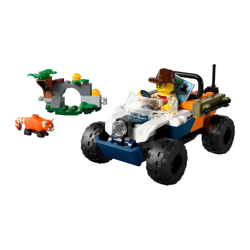 LEGO Jungleonderzoekers: rode panda-missie met terreinwagen
